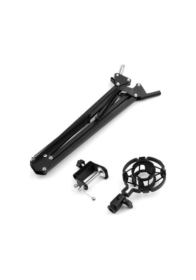 Metal Akrobat Mikrofon Standı Shock Mount Titreşim Önleyici Yayıncı Sehpa Çift Kollu Stand