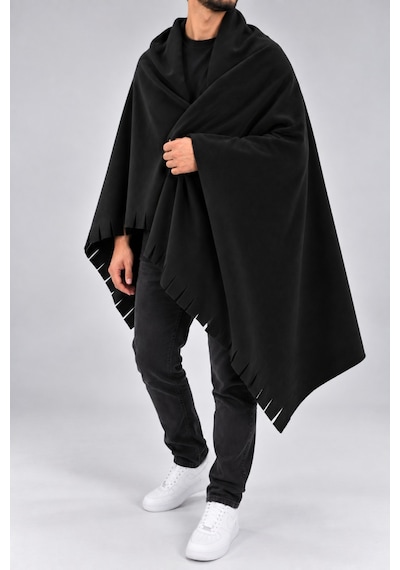 Parshey Polar Şal 70x170 Cm Unisex Sıcak Tutan Yumuşak Kenar Püsküllü Siyah