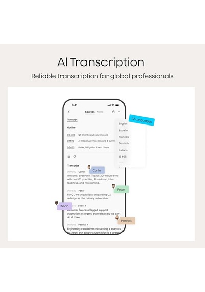 Yapay Zeka Ses Kaydedici, Plaud Note Ses Kaydedici, Kılıflı, Uygulama Kontrolü, Aı Teknolojisi İle Transcribe & Öze