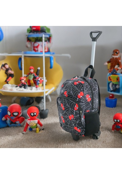 Çocuk Anaokulu Kreş Çekcekli Çanta 2 Bölmeli Suluklu Spiderman
