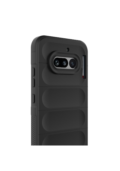 Nothing Phone 4a Kılıf Kamera Korumalı Darbe Emici Esnek Oyuklu Arka Yüzey Tasarımlı Pürüzsüz Silikon Siyah
