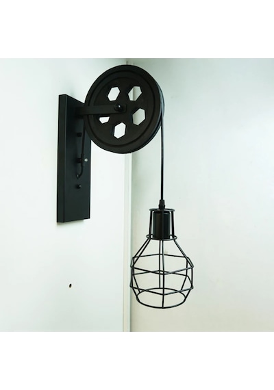 Loft Retro Kasnak Aplik Siyah