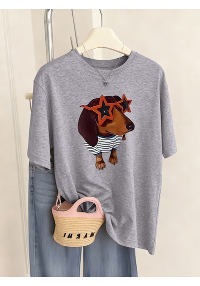 Noıssey Urban Pop Graphic Kadın Tişört Koleksiyonukod 5522 Gri
