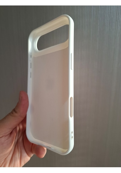 Apple Uyumlu iPhone 17 Air Logolu İçi Kadife Silikon Lansman Kılıf Beyaz
