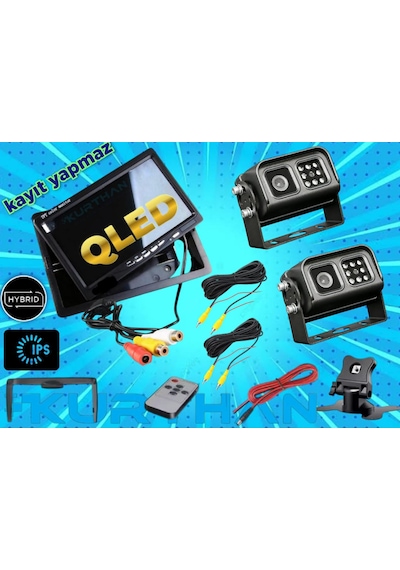2 Adet Ledli Metal Kasa Kamera 7 İnç Ips Qled Monitör 12 24 Volt