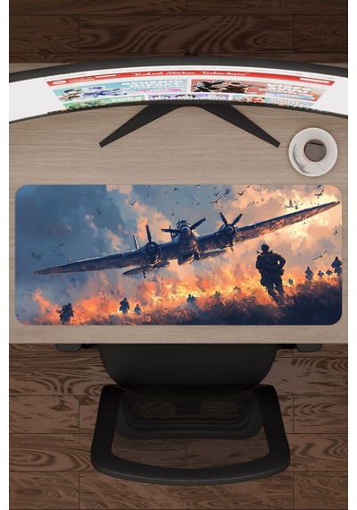 Airplane Uçak Kaymaz Dikişli Kauçuk Oyuncu Mousepad V5 - 70x30 Xl Gaming Mouse Pad Fare Altlığı