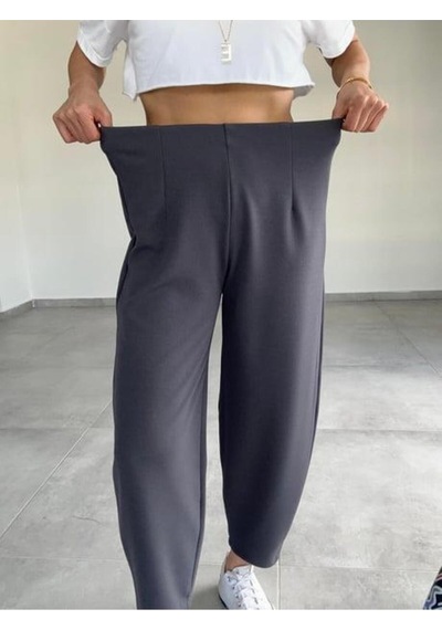Paw Garage Kemersiz Balon Pantolon, 4 Mevsim, Krep Kumaş, Full Likralı Gri