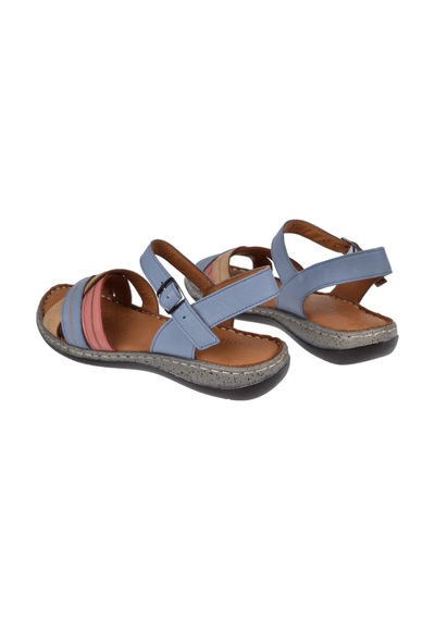 Castle Black Hakiki Deri Comfort Kadın Sandalet Cb-22382 Mavi Multi