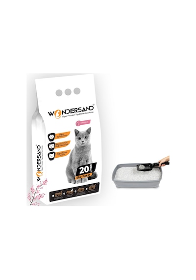 Wondersand Beyaz İnce Topaklaşan Japon Kiraz Kokulu Bentonit Kedi Kumu 20 L