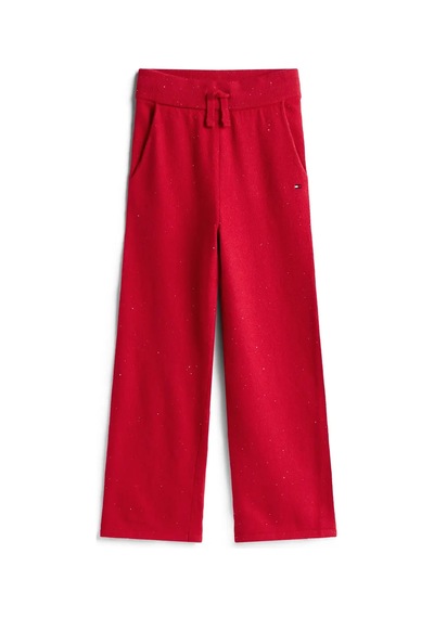 Tommy Hilfiger Sequin Wide Leg Drawstring Trousers Kırmızı Kız Çocuk Pantolon