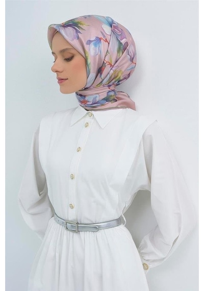 Armine İpek Eşarp 2026 Yaz - 9524-52 Pudra Mor Sura