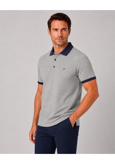 Efor Comfort Fit Rahat Kalıp %100 Pamuk Kıvrılmaz Yaka Bej Lacivert Polo Yaka Tişört Ts 931 Bej-lacivert