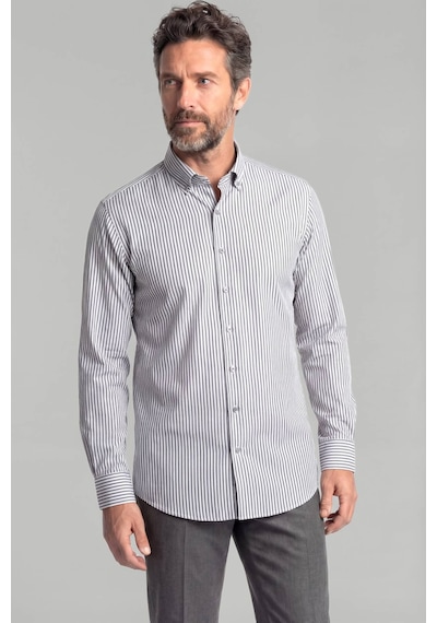 Bisse Modern Fit Paşa Yaka Saten Pamuk Gri Erkek Gömlek Gmczg0822300220 D55