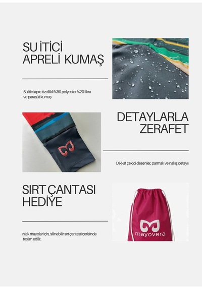 Mayovera Kapalı Mayo - Çizgili Renkler Çok Renkli
