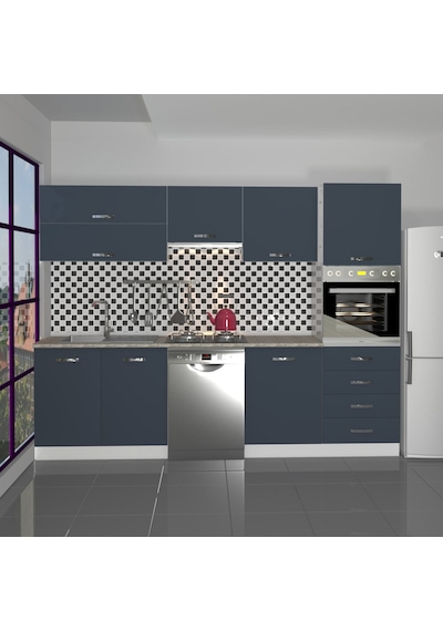 Decoraktiv Elite 280yq Ankastre Boy Dolaplı Mdf Hazır Mutfak Dolabı - Tezgah Dahil - Antrasit