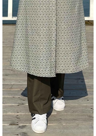 Rabia Şamlı Haki Bol Paça Pantolon Normal