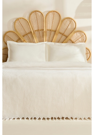 Karaca Home Mady %100 Cotton Waffle Çift Kişilik Tek Pike Beyaz Beyaz