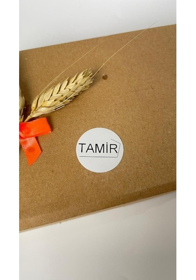Tamir Yazılı Çizgili Yuvarlak Yapışkanlı Etiket 3x3 Cm 150 Adet