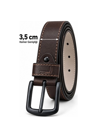 Ertaş Trend Store Erkek Kahverengi 3,5 Cm Dikiş Detaylı Metal Tokalı Kot Ve Kumaş Pantolon Kemeri Çok Renkli