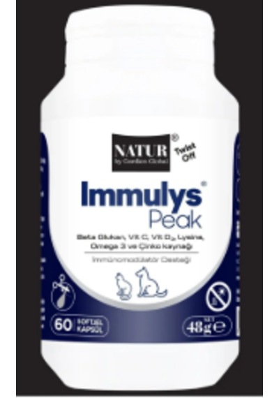 Natur Immulys Peak Twist-off Kedi Köpek L-lizin Ve Beta Glukan Bağışıklık Destek Kapsülü 60 Cp