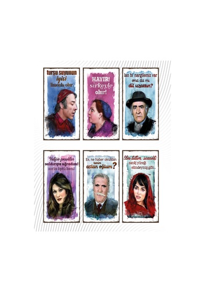 6 Lı Yeşil Çam Set - Retro Ahşap Poster Özel Koleksiyon Hbb Renkli - 143037854 Renkli