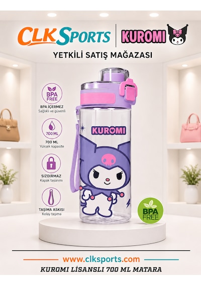 Kuromi Okul Çantası , Çift Gözlü Kalem Çantası , Kuromi Anahtarlık Ve Matara Seti 1 Parça