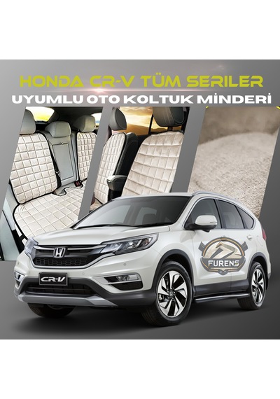 Honda Cr-v Bej Renk Tay Tüyü Cepli & Terletmez Sırtlı Oto Koltuk Minder Seti - Koltuk Koruma Kılıfı Ön & Arka Tam Set