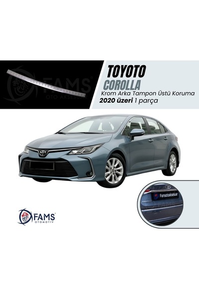 Fams Otomotiv Toyota Corolla Krom Arka Tampon Üstü Koruma 2020 Üzeri Sedan P,çelik Taşlı