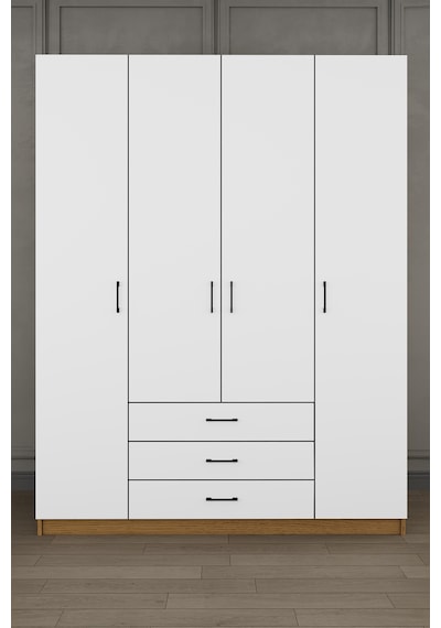 Yatak Odası Takımı 5 Parça %100 Mdf Gardırop Şifonyer Makyaj Masası Komodin Ytk03 Beyaz - Karına