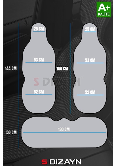 S-dizayn Oto Koltuk Koruyucu Kılıf Krem Universal 2+1 Parça Ön Arka A+ Kalite