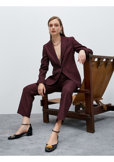 Koton Düz Paça Kumaş Pantolon Yüksek Bel Bordo 4wak40103uw 4WAK40103UW467 Bordo