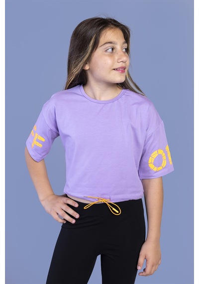 Toontoy Kids Toontoy Kız Çocuk Of Baskılı Crop Tişört Lila