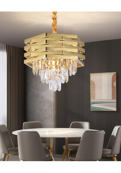 Corde 40'lık Gold Kaplamalı Kristal Avize Gold