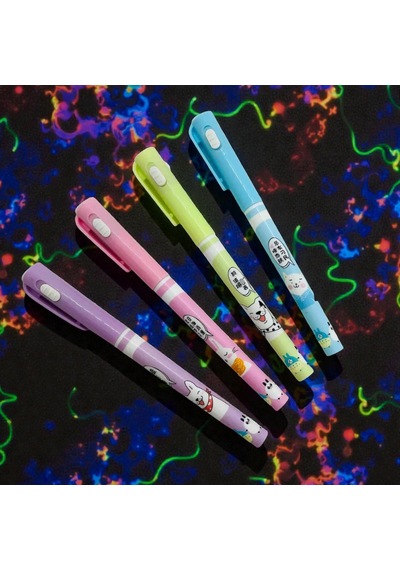 Vıp 6 Pcs Invisible Ink Pens Uv Led Light 6 Adet Mor Işıklı Görünmez Kalem Figürlü Işıklı Kalem Renkli