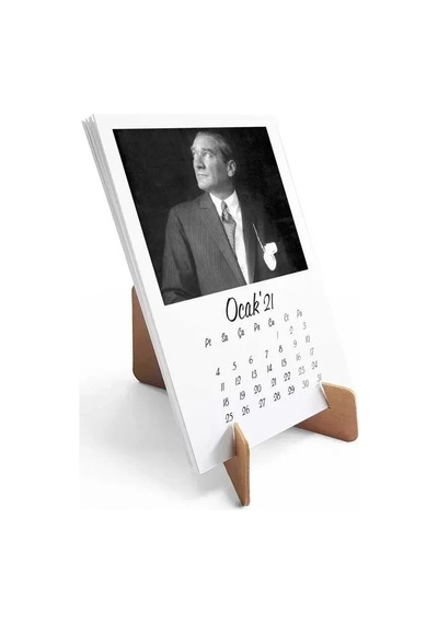 Atatürk Fotoğraflı 2027 Masa Takvimi - Siyah Beyaz