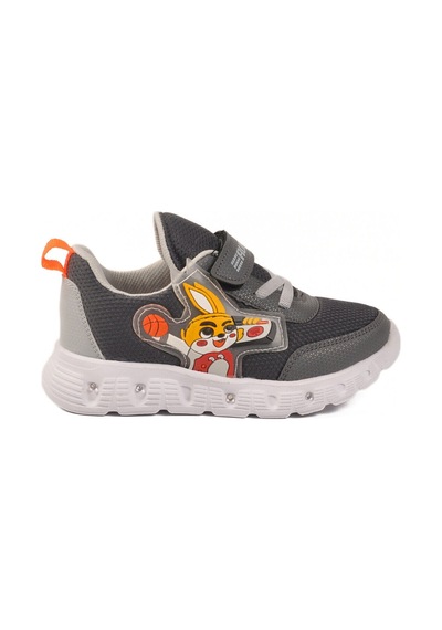 Füme Cırtlı Işıklı Hafif Unisex Çocuk Spor Ayakkabı 1015 P Füme