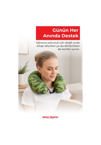 Viscofoam Colorful Ortopedik Seyahat Yastığı Visco Boyun Destekli Seyahat Yastığı - Kamuflaj | Ergo Travel