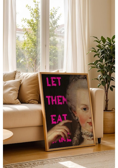 Let Them Eat Cake Marie Antoinette Çerçeveli Tablo İronik Klasik Sanat Portresi Altered Art