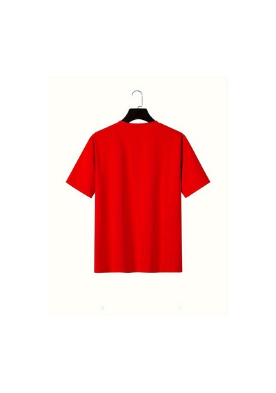 Unisex Face The Future Baskılı Oversize Tshirt Kırmızı