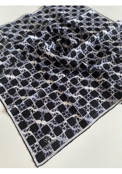 Vissona Tivil İpek Eşarp 60994 - 2 - 0001 - 0028 Siyah Batik Desen siyah
