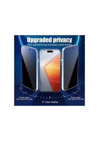 İphone 16 Pro Uyumlu Tam Kaplayan Hayalet Ekran Koruyucu Gizli Cam 9h Temperli Privacy