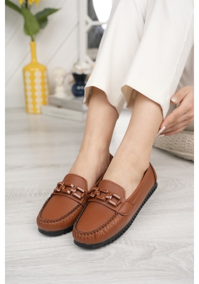 Khayt Fancy Casual Günlük Kadın Babet Ayakkabı Taba