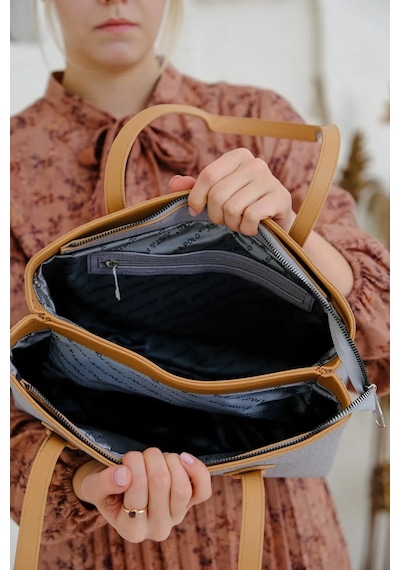 Just Polo Kadın Yeni Sezon Gofraj Baskılı Büyük Boy El Çantası 234028mh Gri - Camel 37373132