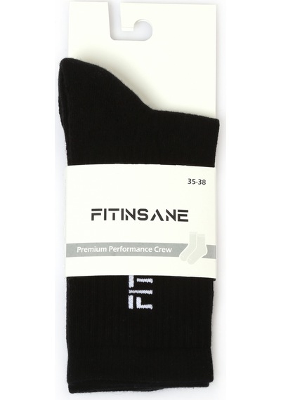 Fitinsane Premium Performance Crew Unisex Siyah Spor Çorap