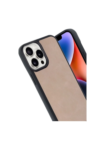 Apple  Uyumlu  iPhone 14 Pro Max Kılıf Aras Deri Kapak Pudra