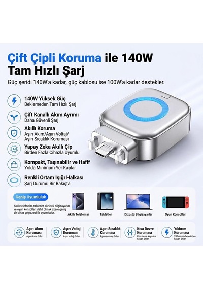 Akıllı Şarj Ayırıcı Type-c, Otomatik Enerji Kesme Destekli Şarj Koruma Aparatı, Telefon Tablet Notebook Powerbank Uyumlu Led Göstergeli, X01, Gri