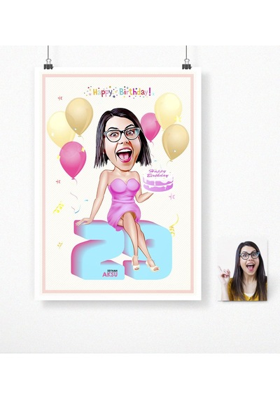Bk Gift Kişiye Özel Doğum Günü Karikatür Afiş Poster 50 X 70 Cm. 11