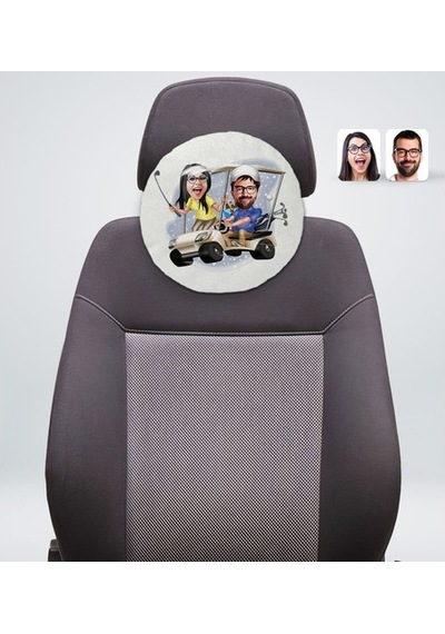 Kişiye Özel Sevgililer Karikatürlü Yuvarlak Dekoratif Kırlent Yas (527061853)