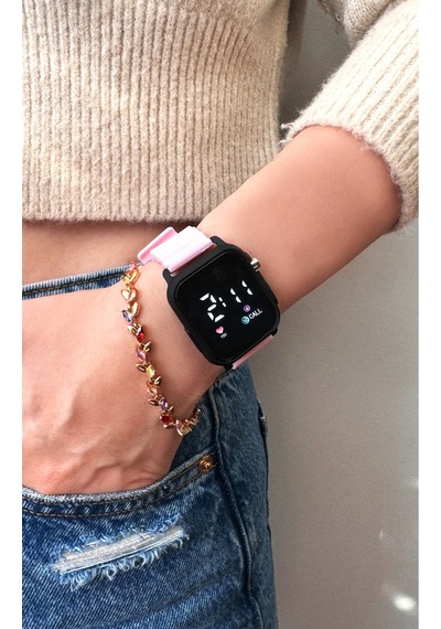 Aqua Di Polo Unisex Pembe Silikon Dijital Led Kol Saati Apwr033307
