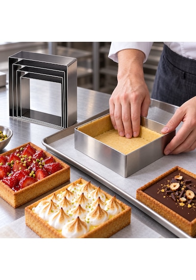 Fida Pasta Çemberi Kare Argon 1,2mm Yükseklik 10 Cm - 10 Adet 18x18 Cm Inox